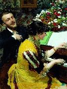 Leon Wyczolkowski I once saw - scene at the piano. oil painting reproduction
